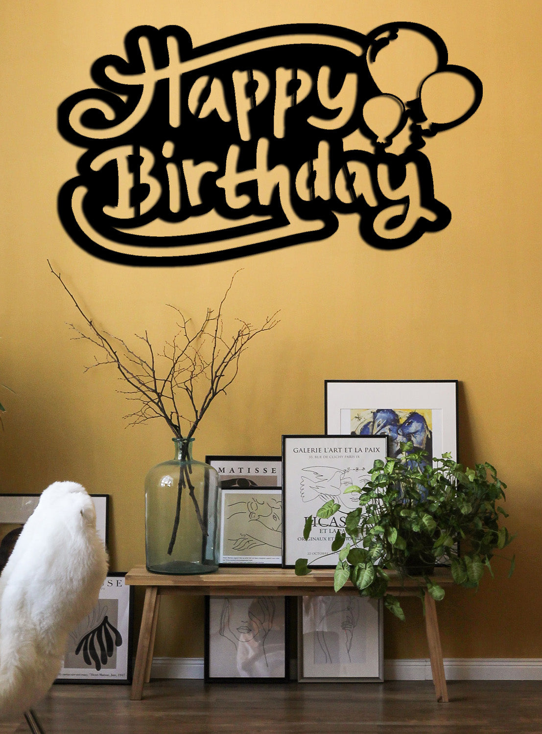 Doğum Günü Hediyesi Siyah Metal Balonlu Pano