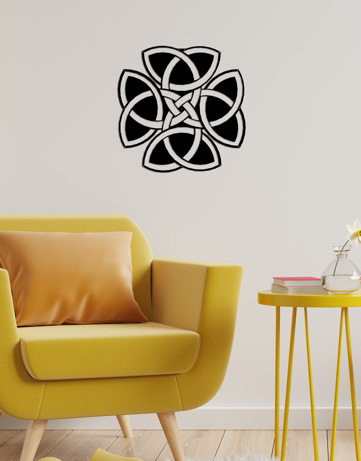 1.5mm Çelik Üzerinde Mat Siyah Lazer Kesim Kelt Düğümü Hat Detayları