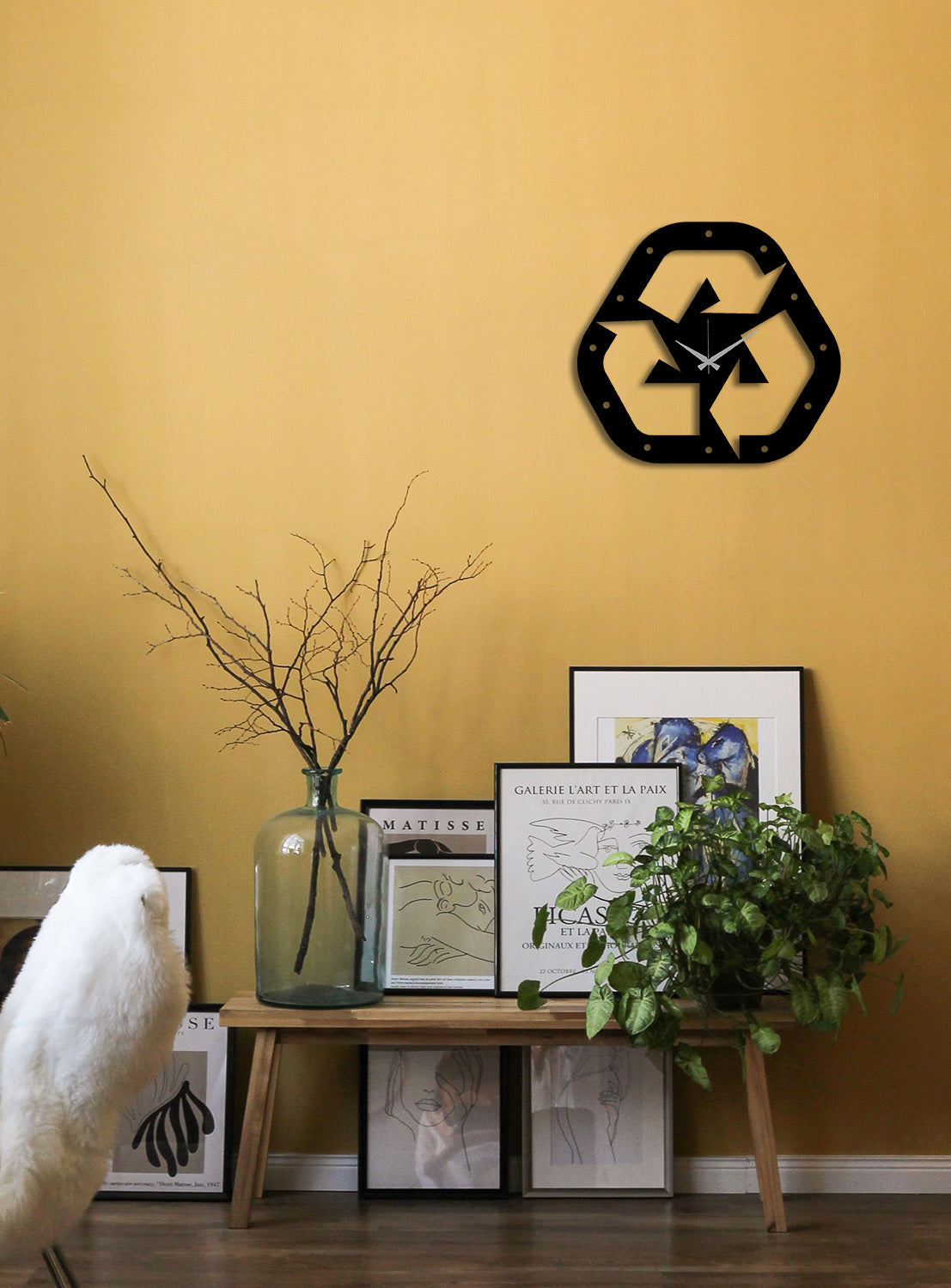 Ecos Geri Dönüşüm Temalı Modern Metal Duvar Saati