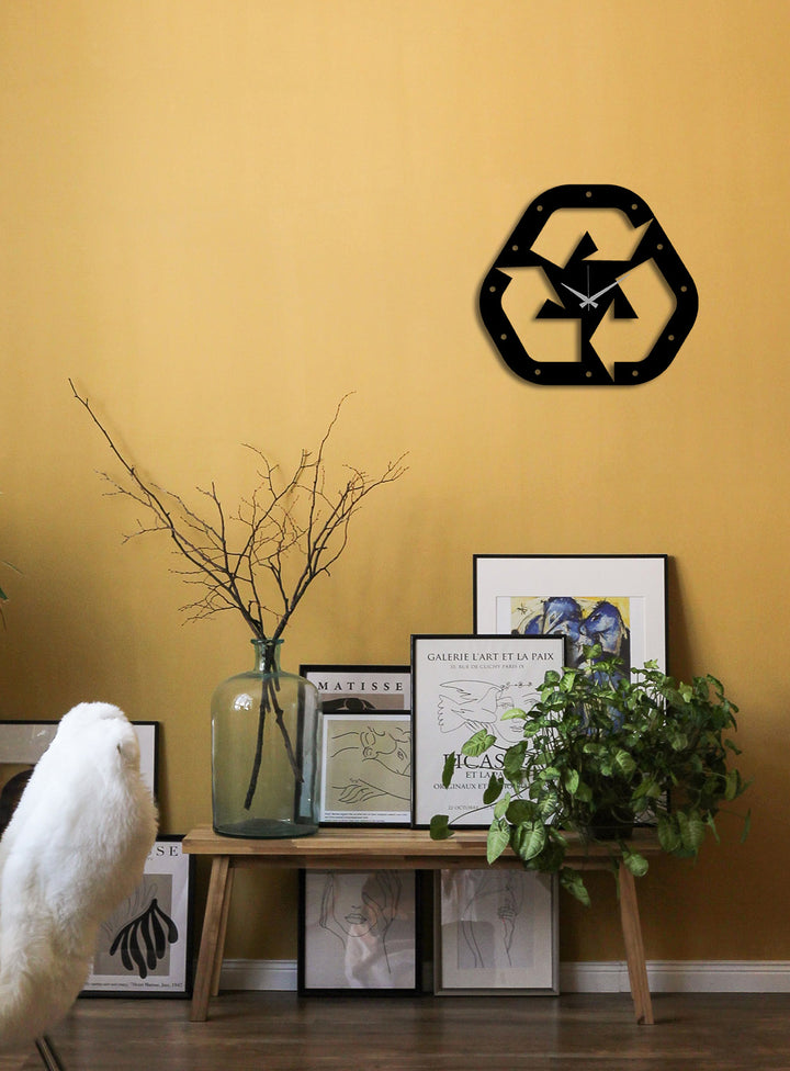 Ecos Geri Dönüşüm Temalı Modern Metal Duvar Saati