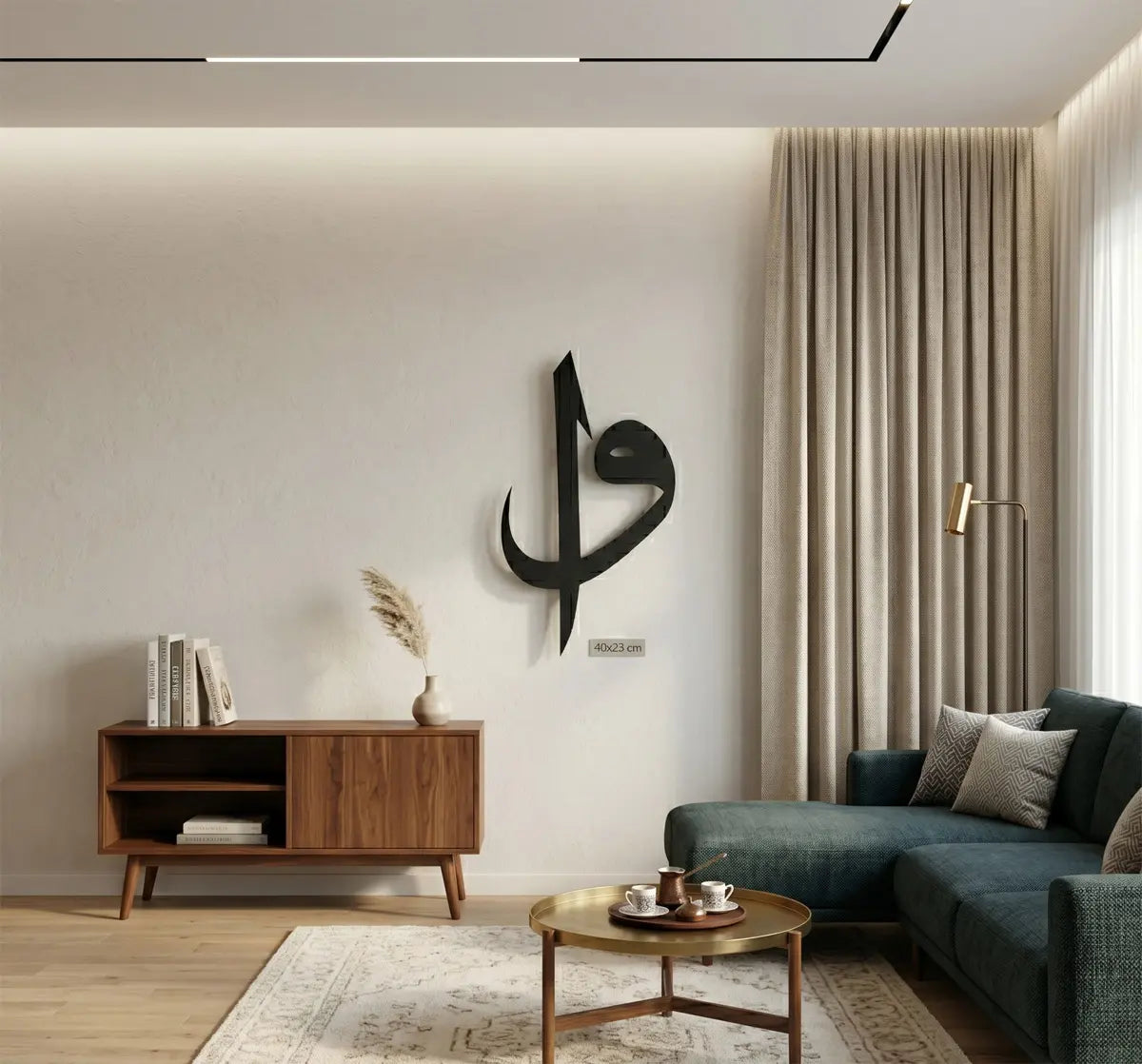 Elif ve Vav harfi modern dokulu   İslami metal tablo