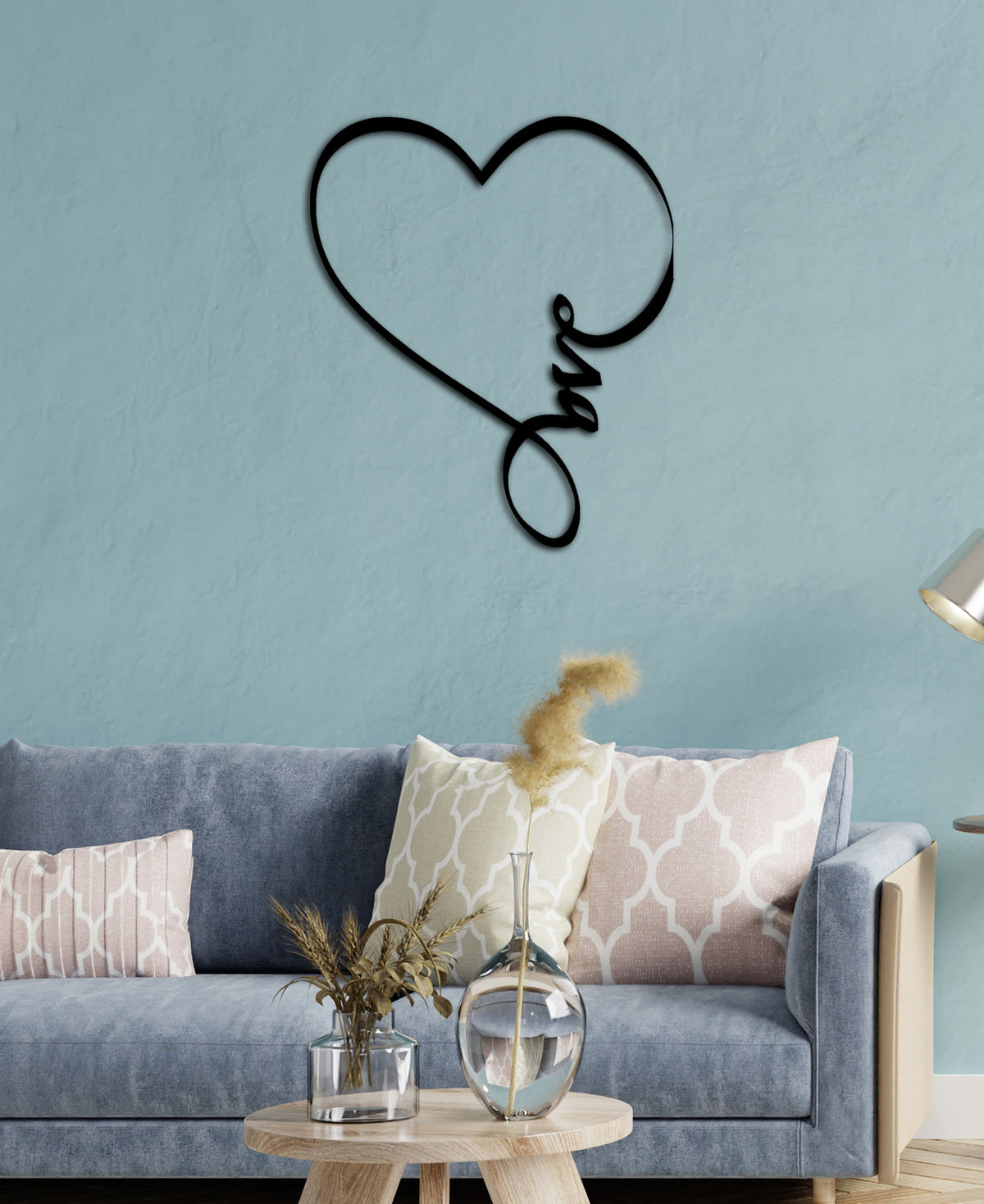 Embrace "love" Yazılı Çerçeve Kalp Çerçeve Modern Metal Duvar Panosu