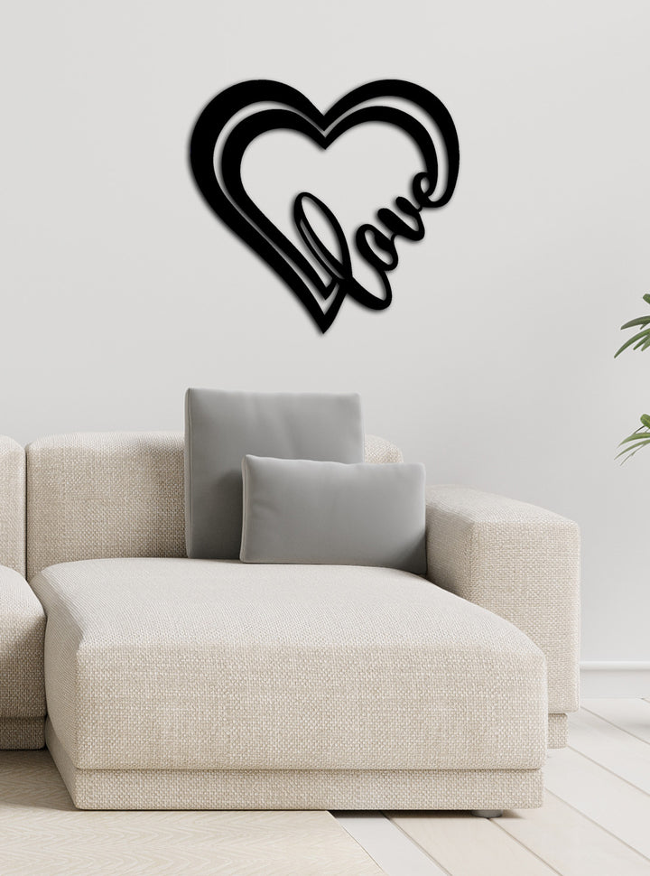Embrace "love" Yazılı Çerçeve Kalp Modern Metal Duvar Panosu