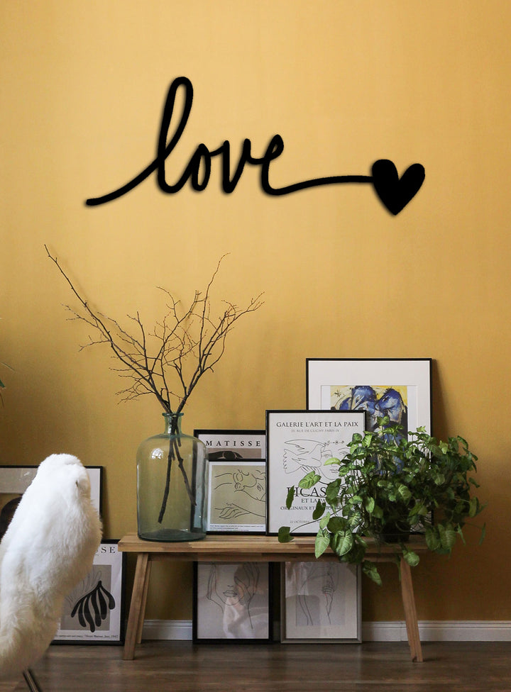 Endless "love" Kalp Bitişli El Yazısı Modern Metal Duvar Panosu