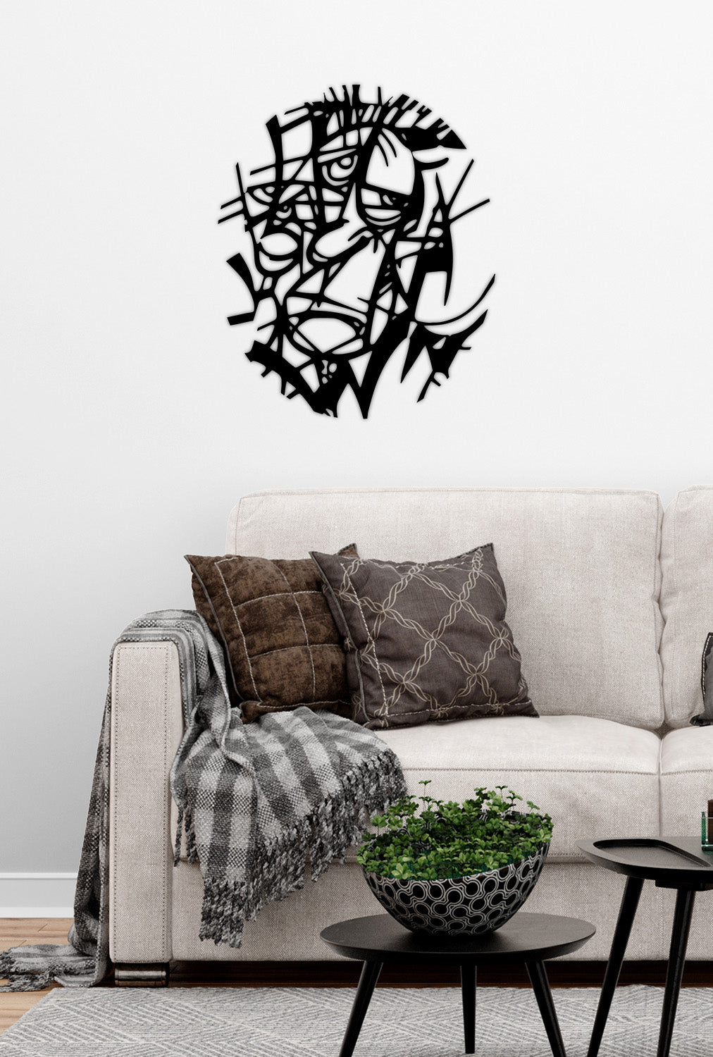 Endüstriyel Loft Dekorasyon İçin Modern Siyah Metal Palyaço Duvar Sanatı