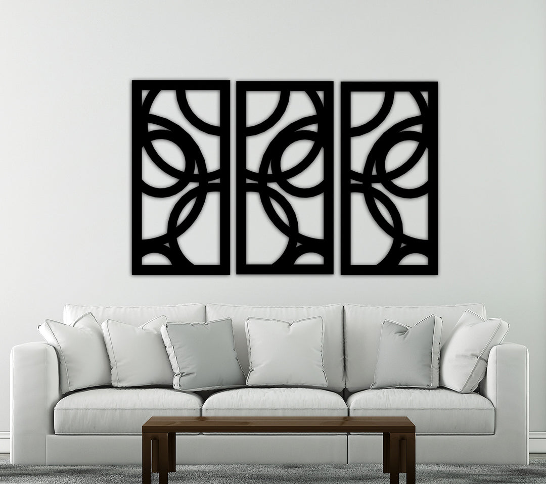 Enigma Art Deco Geometrik Daireler Modern Metal Duvar Panosu