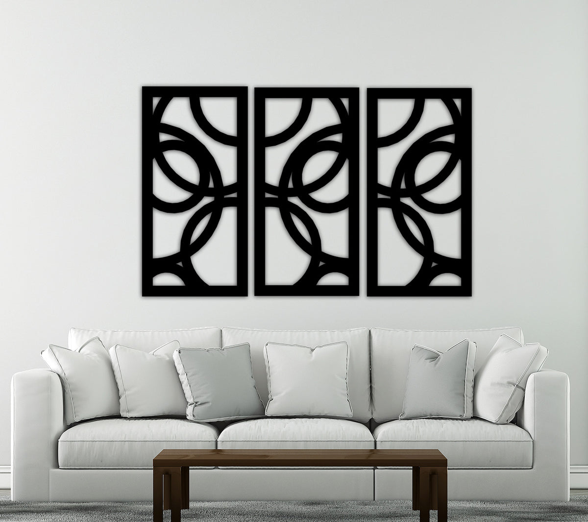 Enigma Art Deco Geometrik Daireler Modern Metal Duvar Panosu