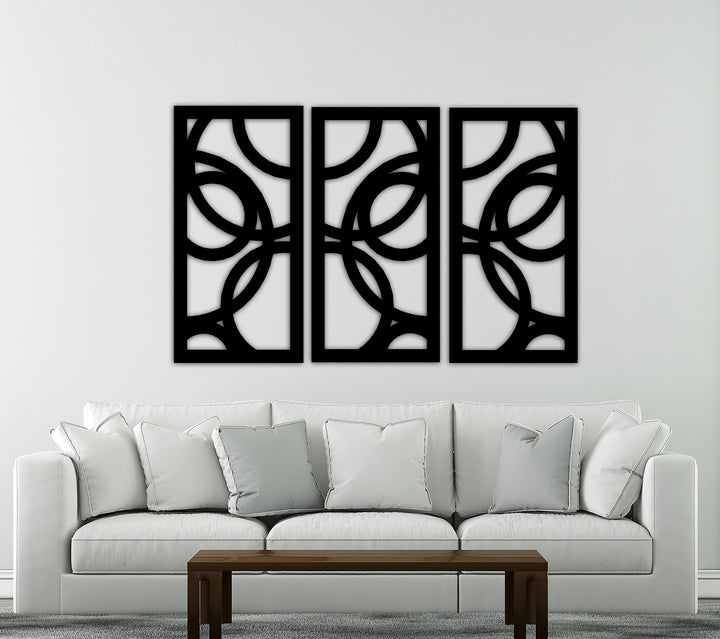 Enigma Art Deco Geometrik Daireler Modern Metal Duvar Panosu