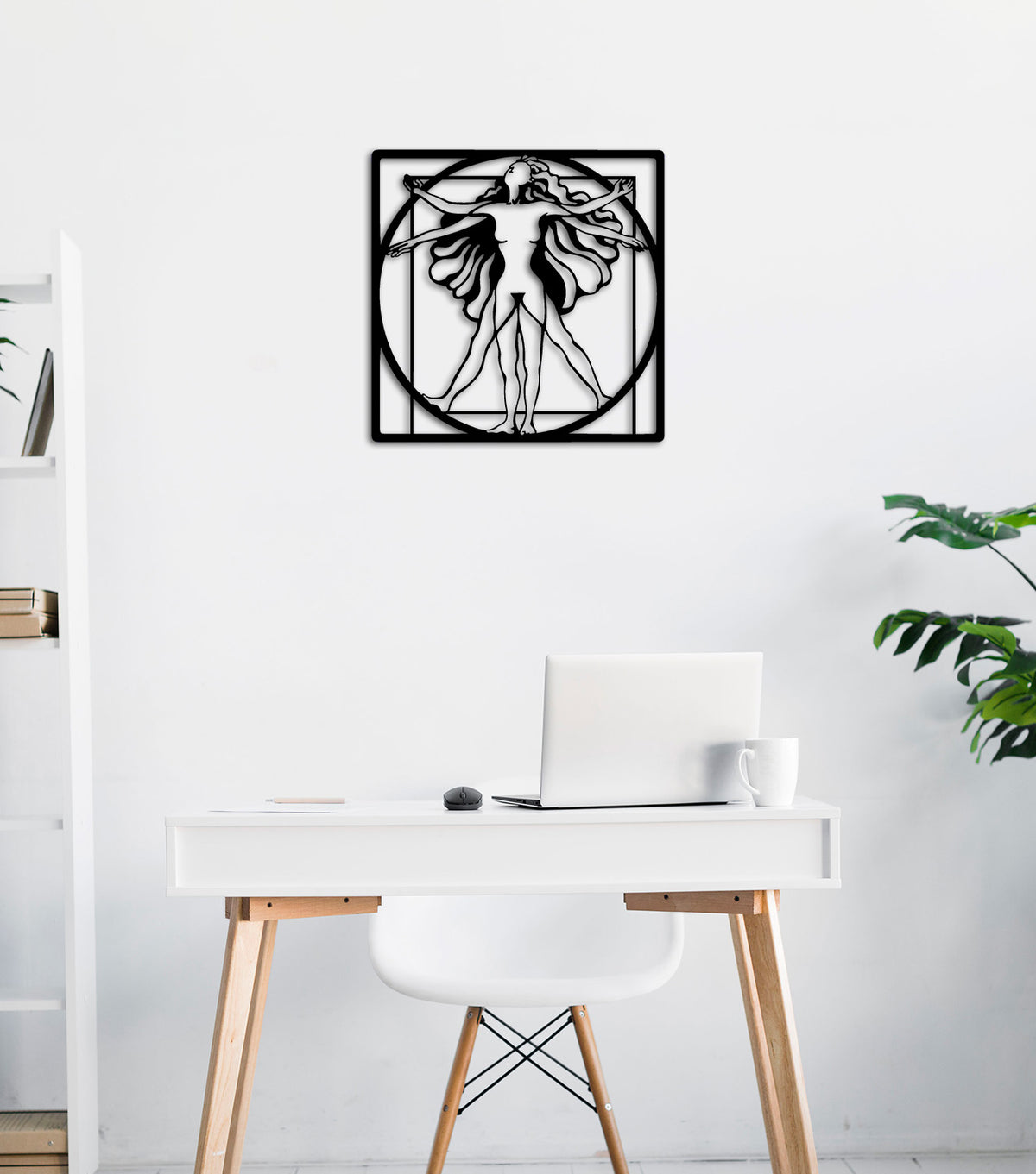 Entelektüel Çalışma Odaları İçin Leonardo da Vinci Temalı Metal Duvar Dekoru