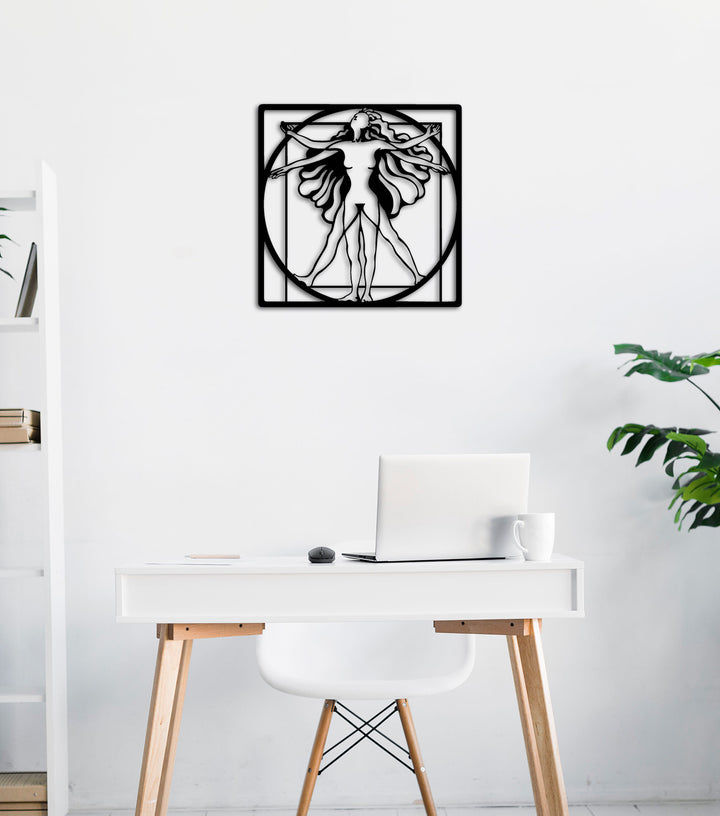 Entelektüel Çalışma Odaları İçin Leonardo da Vinci Temalı Metal Duvar Dekoru