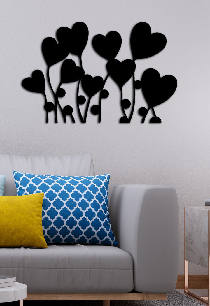 Flourish Heart Flower Botanik Modern Metal Duvar Panosu