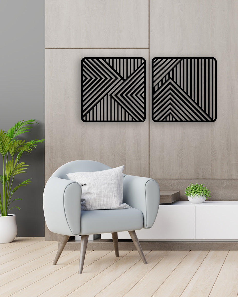 Geometric Summit 2 Parçalı Modern Geometrik Dağ Tablo Seti