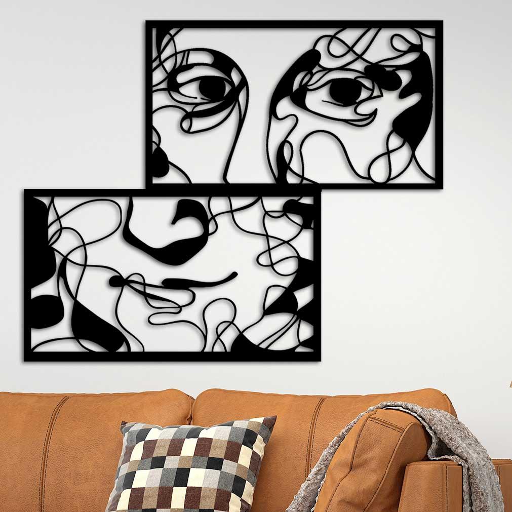 Gizem Mona Lisa Soyut Portre Metal Duvar Tablosu - Modern Sanat Koleksiyonu - Artroya