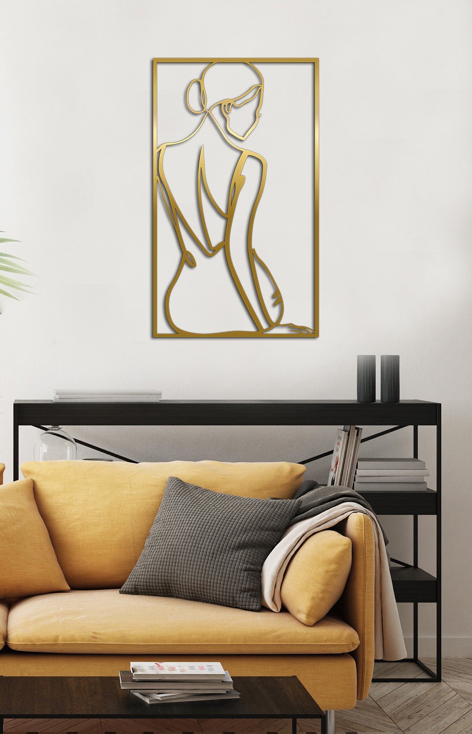 Modern Kadın Silueti Minimalist Metal Duvar Tablosu - Modern Çizgi Sanatı Koleksiyonu - Artroya