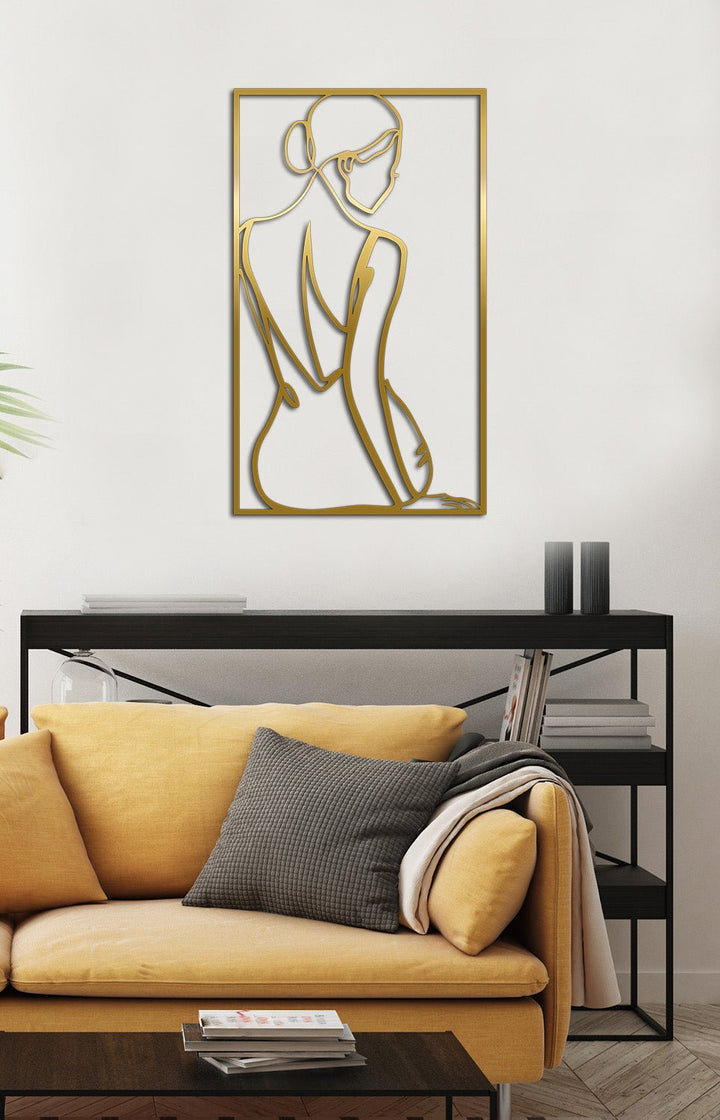 Modern Kadın Silueti Minimalist Metal Duvar Tablosu - Modern Çizgi Sanatı Koleksiyonu - Artroya