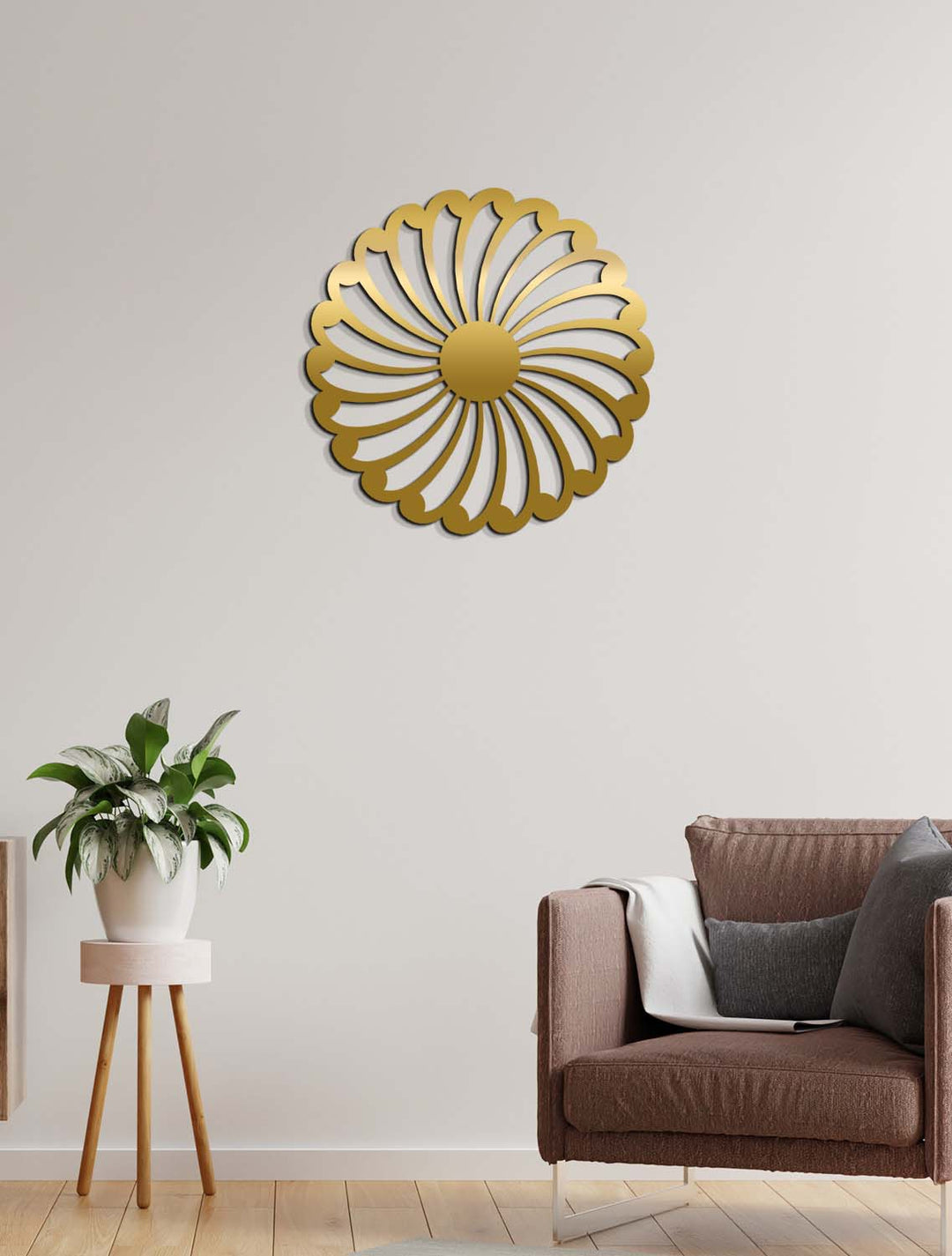 Gold Margaritha Modern Papatya Buketi Metal Duvar Panosu - Tek Parça