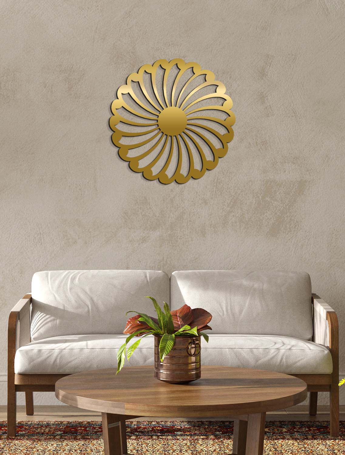 Gold Mimari Tekstüre Boya Papatya Metal Tablo Yüzey Dokusu