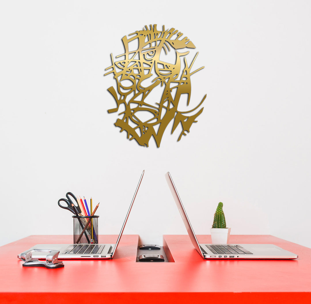 Gold (Altın) Modern Clown Metal Duvar Tablosu - Lüks ve Prestijli Palyaço Sanatı