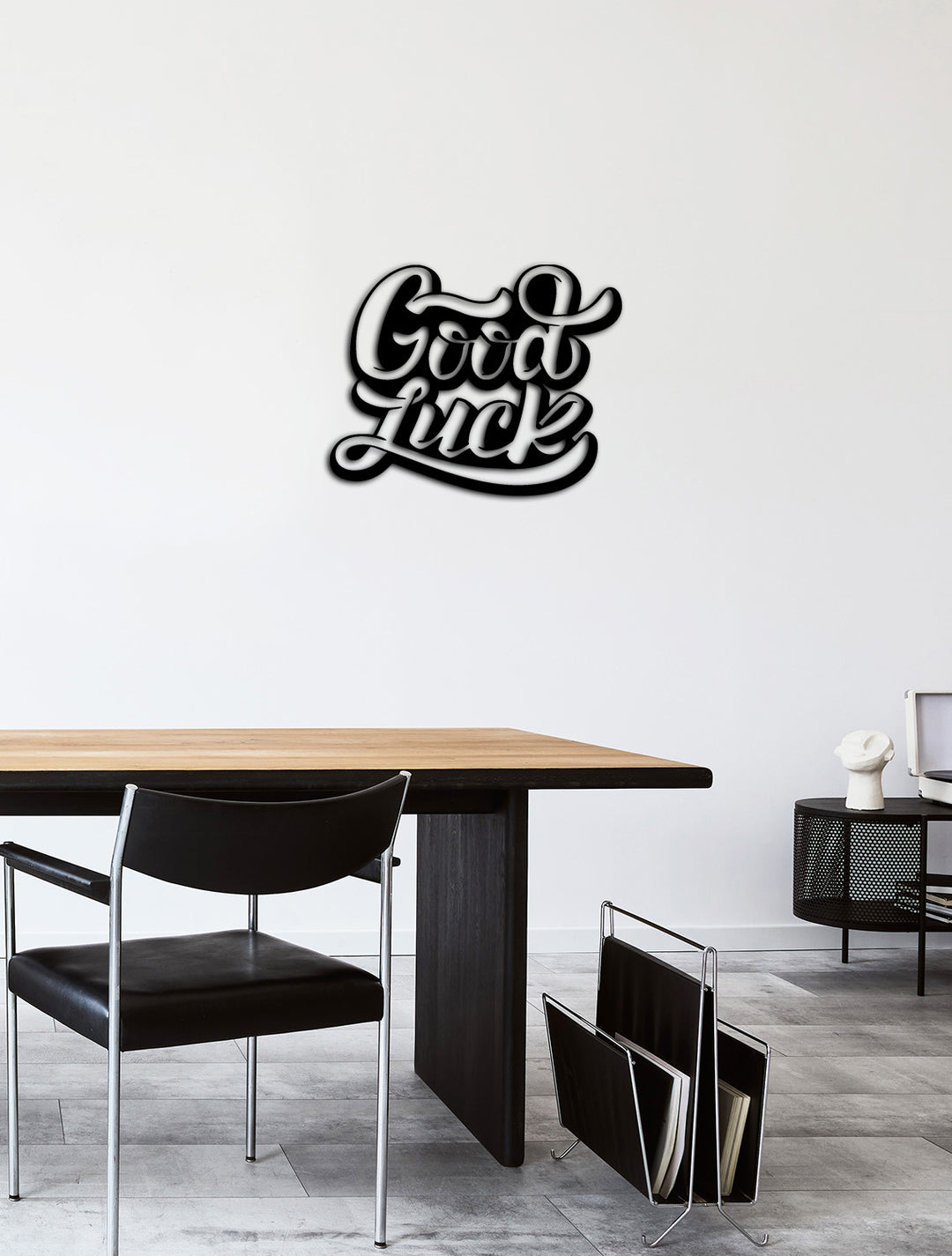 Good Luck Modern Tipografik Metal Duvar Panosu