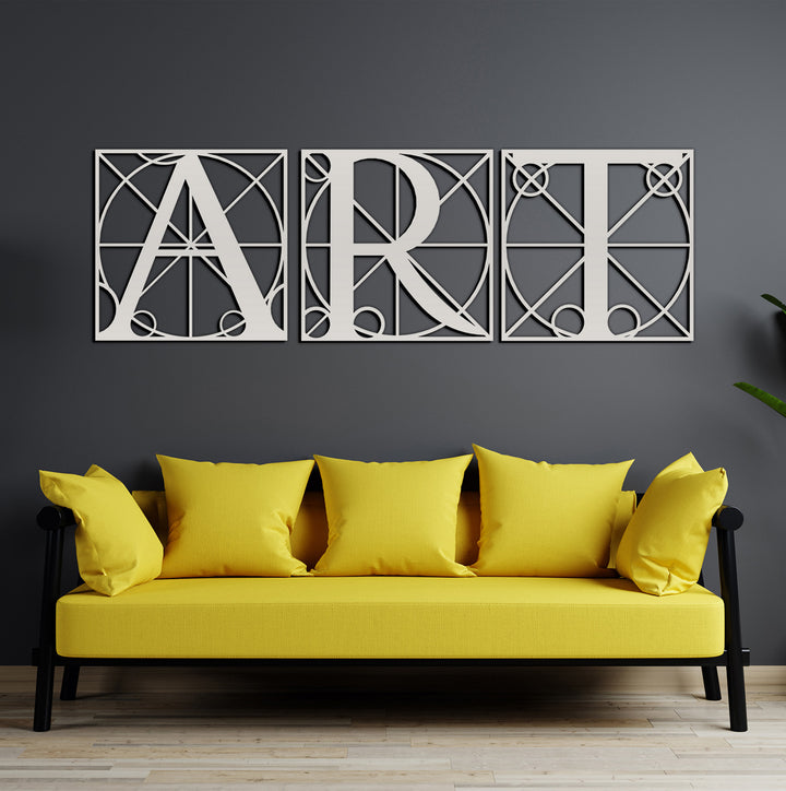 Gümüş 3D ART Yazısı Metal Duvar Panosu ve 2cm Gölge Derinliği