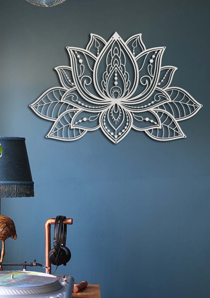 Artroya 3D Lotus Çiçeği Metal Duvar Tablosu - Modern Katmanlı Heykel Sanatı Koleksiyonu - Artroya