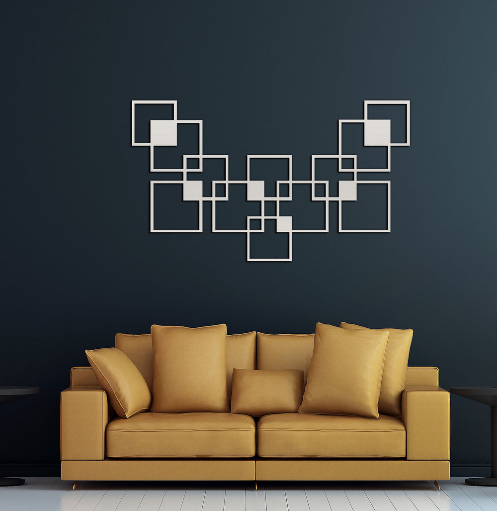 Karesel Nizam Gümüş Metal Tablo - Modern ve Teknolojik Kare Formu