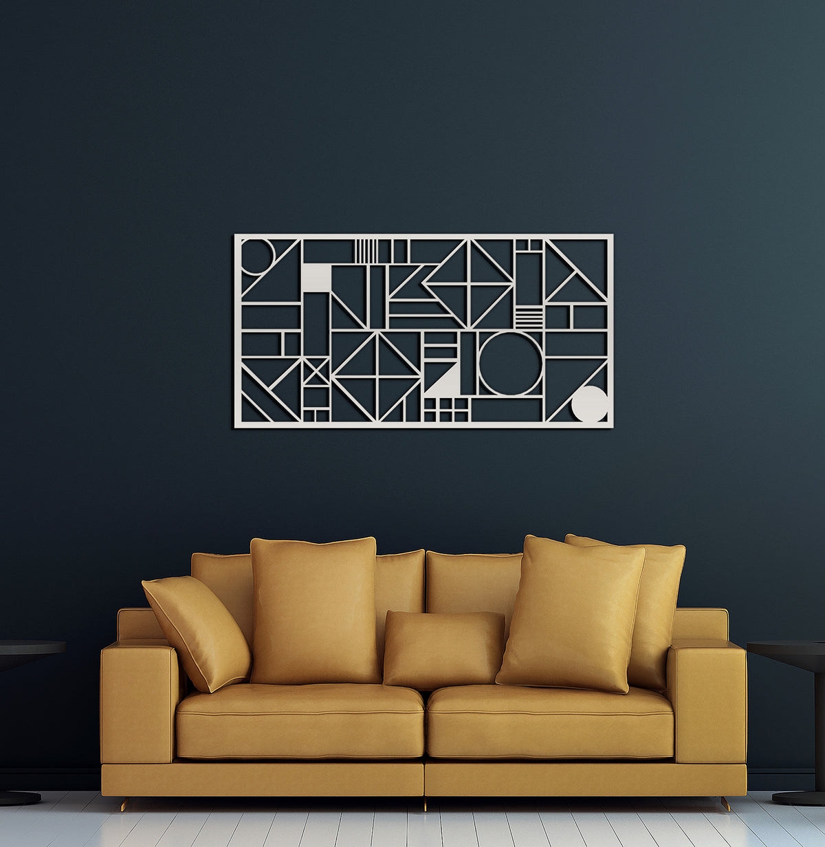 Gümüş Lazer Kesim Geometrik Puzzle Tasarımı Metal İşçilik Detayı