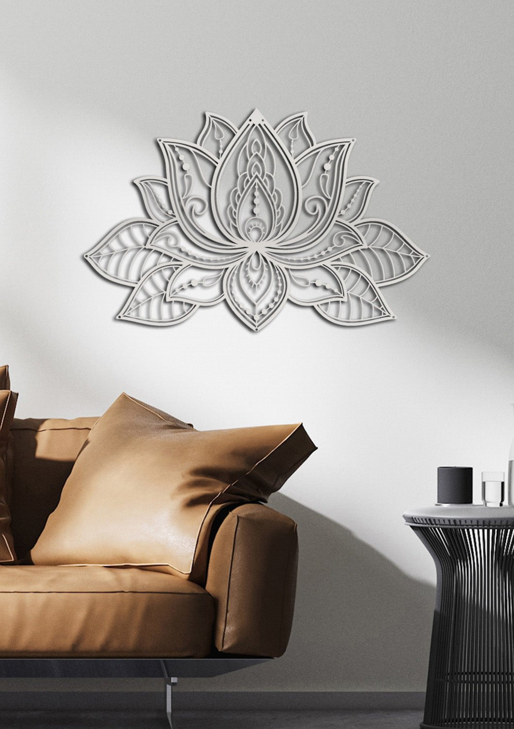 Artroya 3D Lotus Çiçeği Metal Duvar Tablosu - Modern Katmanlı Heykel Sanatı Koleksiyonu - Artroya