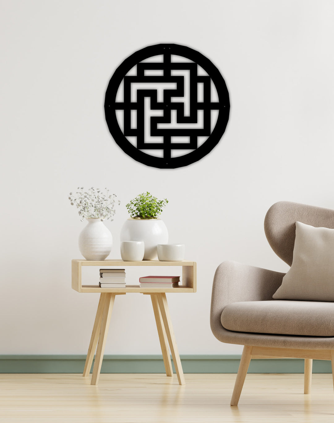 Hanji Katmanlı Daire Modern Metal Duvar Panosu - Geçişli Form