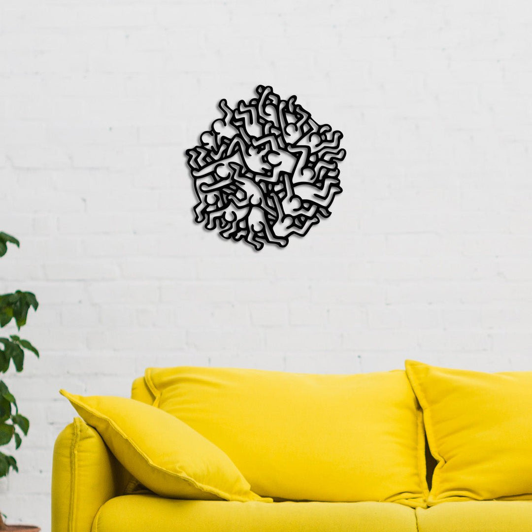 Oyun ve Hobi Odası Dekorasyonu İçin Enerjik Keith Haring Metal Duvar Panosu