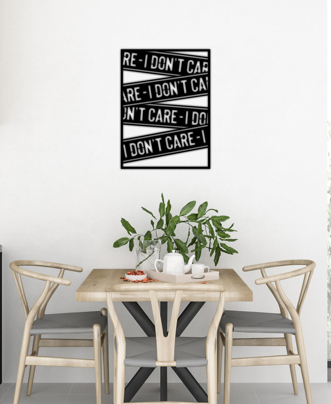 I Don't Care Modern Tipografik Metal Duvar Panosu