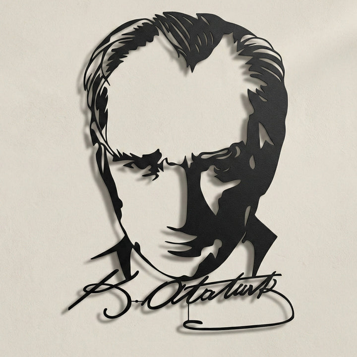 İmza ve Atatürk Metal duvar tablosu