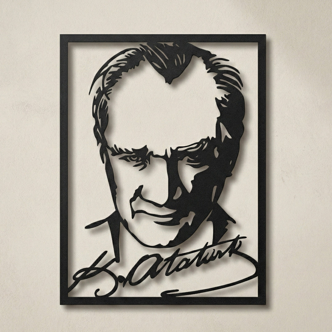 İmzalı atatürk metal tablo
