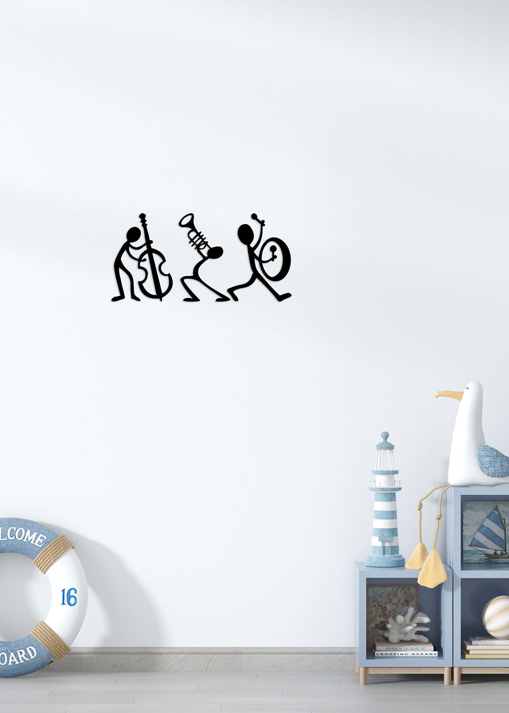 Bağımsız Saksafoncu, Gitarist ve Davulcu Figürleri Hassas Lazer Kesim