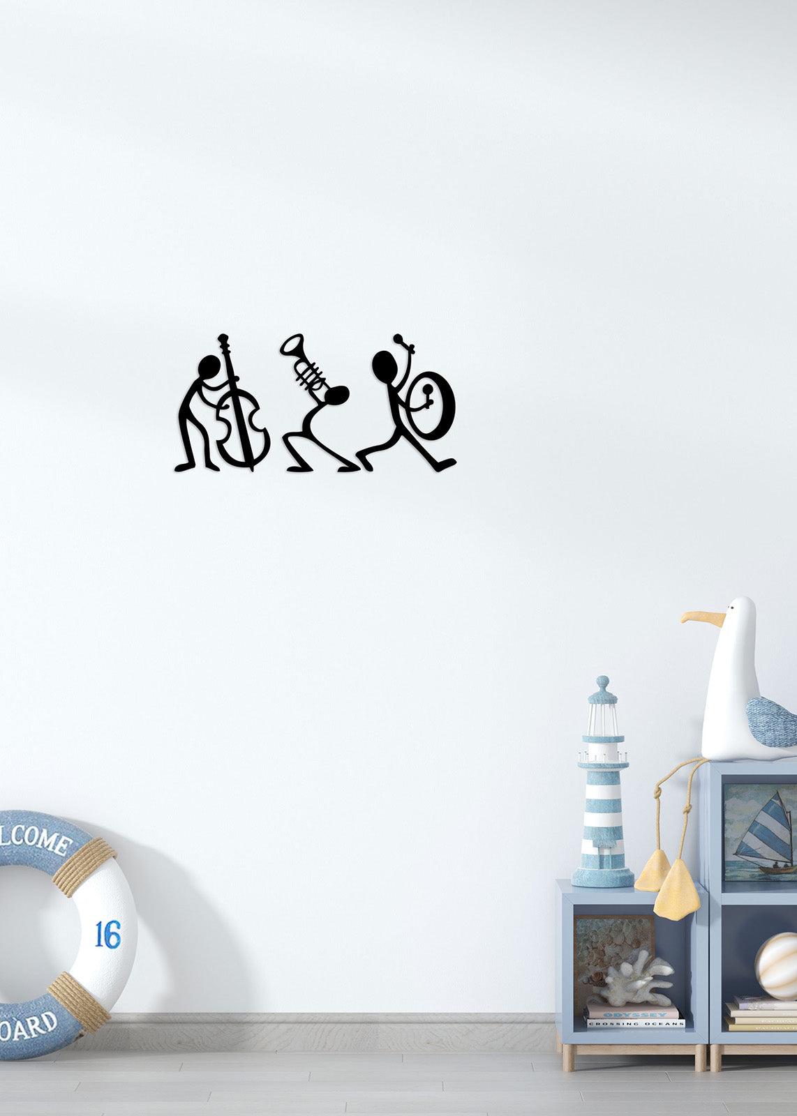 Bağımsız Saksafoncu, Gitarist ve Davulcu Figürleri Hassas Lazer Kesim