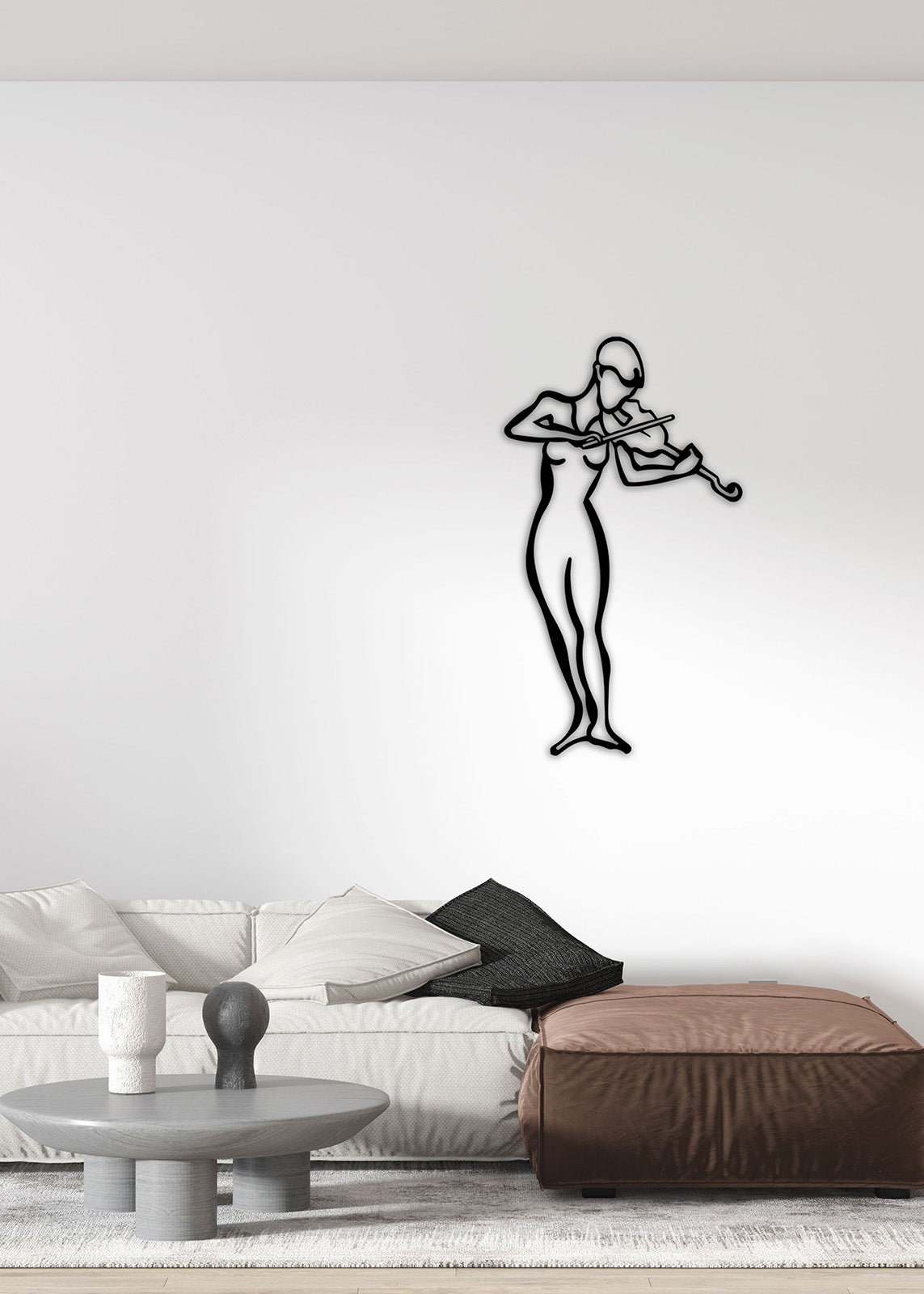 Endüstriyel Loft ve İskandinav Ev Stili İçin Minimalist Siyah Keman Dekoru