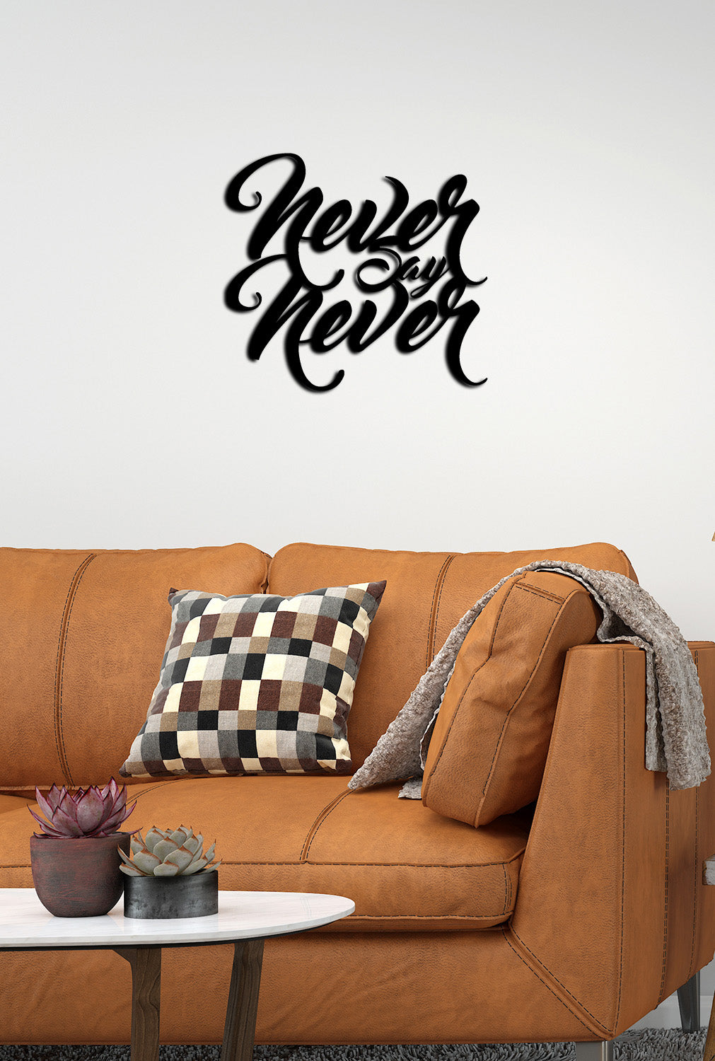 Invictus Never Say Never Modern Tipografik Metal Duvar Panosu