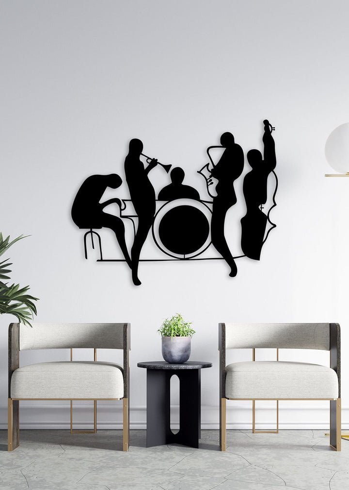 Caz Grubu Silüeti ve 2 cm Derinlik Paylı 3 Boyutlu Doğal Gölge Efekti