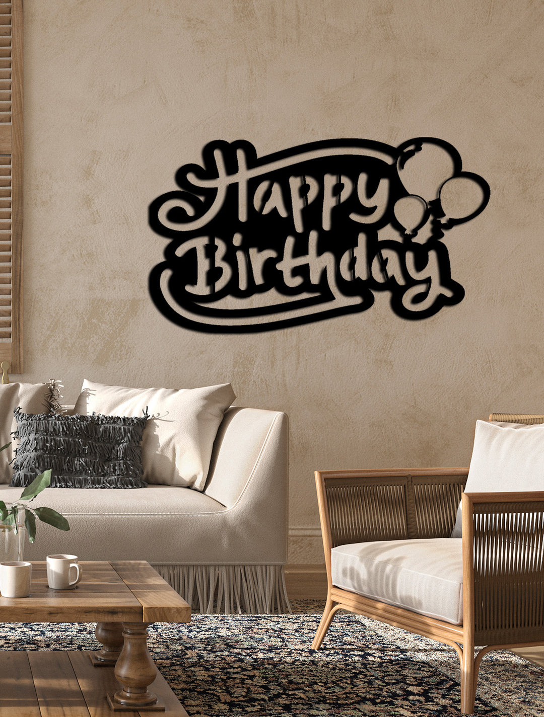 Jubilee Happy Birthday Balonlu Modern Metal Pano