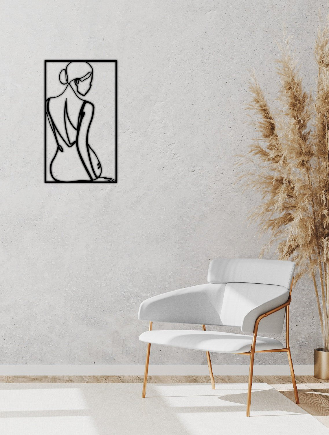 Modern Kadın Silueti Minimalist Metal Duvar Tablosu - Modern Çizgi Sanatı Koleksiyonu - Artroya