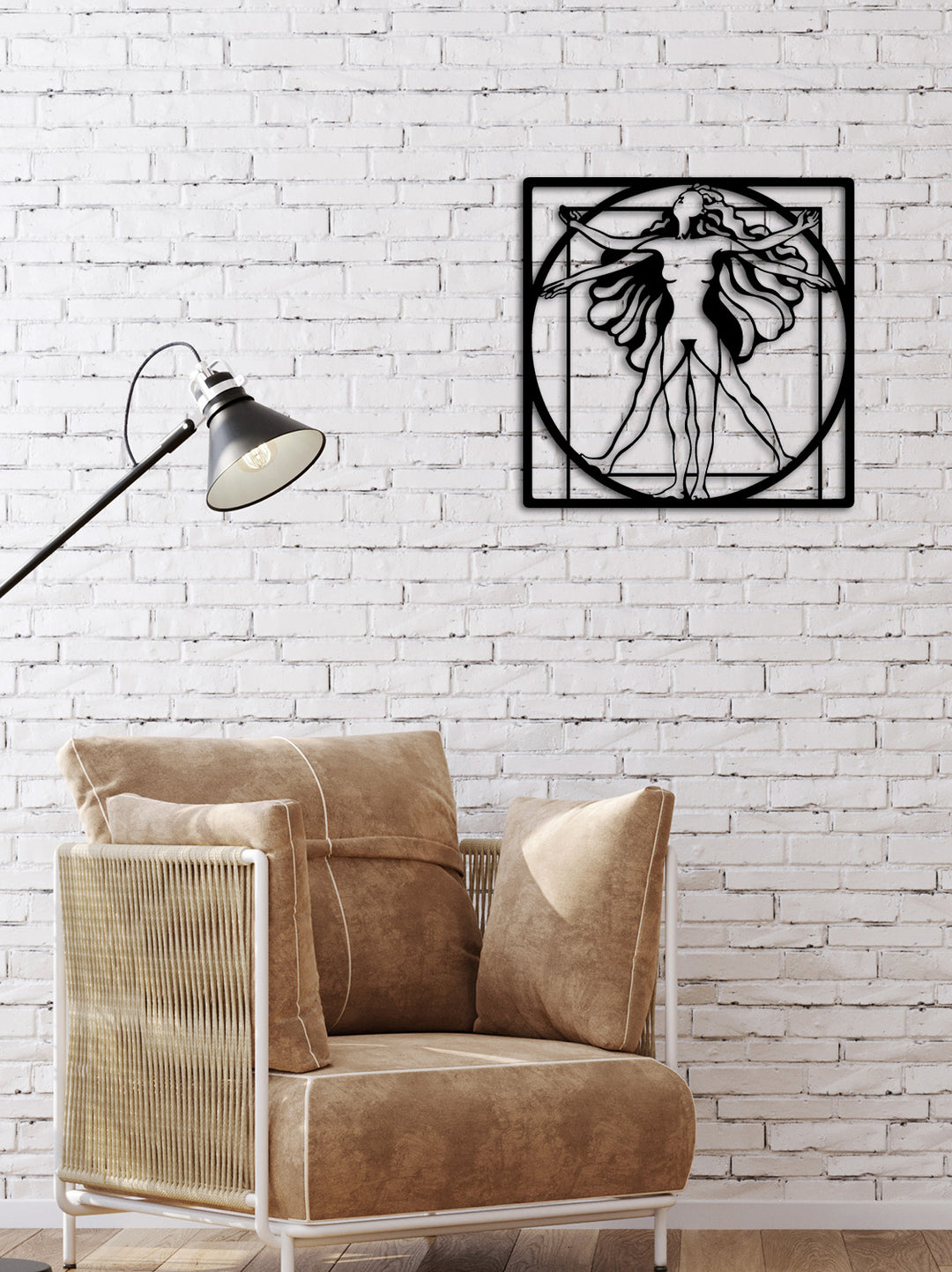 Kütüphane ve Okuma Alanları İçin Bilimsel Temalı Modern Vitruvius Metal Sanatı