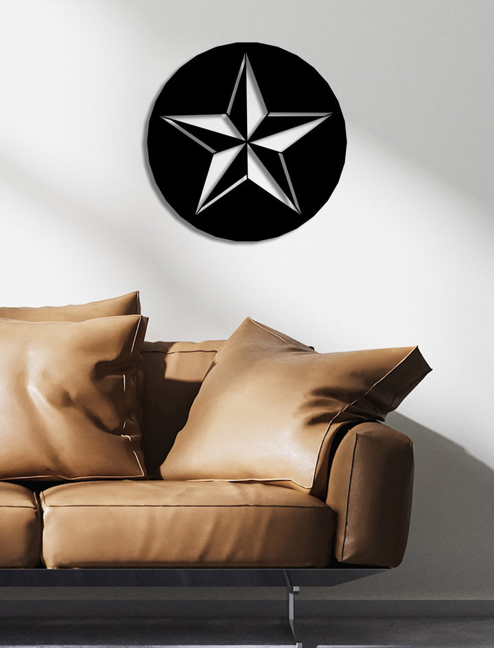 Kutupsal Işıma Mat Siyah Metal Tablo - Geometrik Yıldız Tasarımı