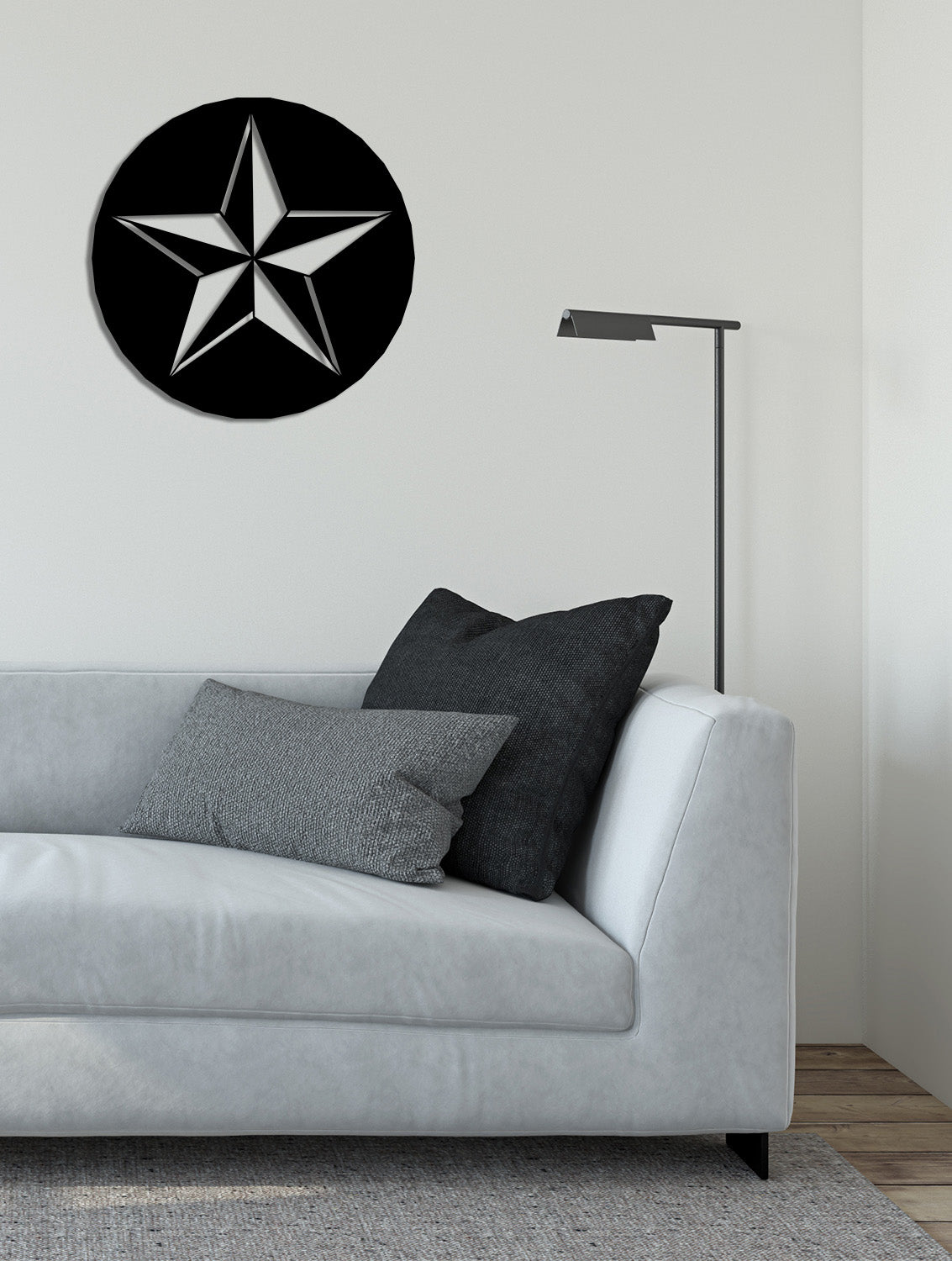 1.5mm Çelik Üzerinde Mat Siyah Lazer Kesim Keskin Yıldız Hatları