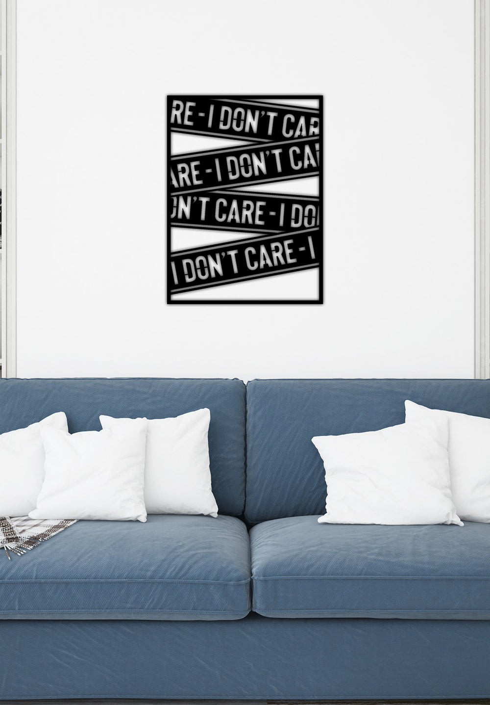 Lazer Kesim I Don't Care Yazılı Metal Pano İşçilik Detayı