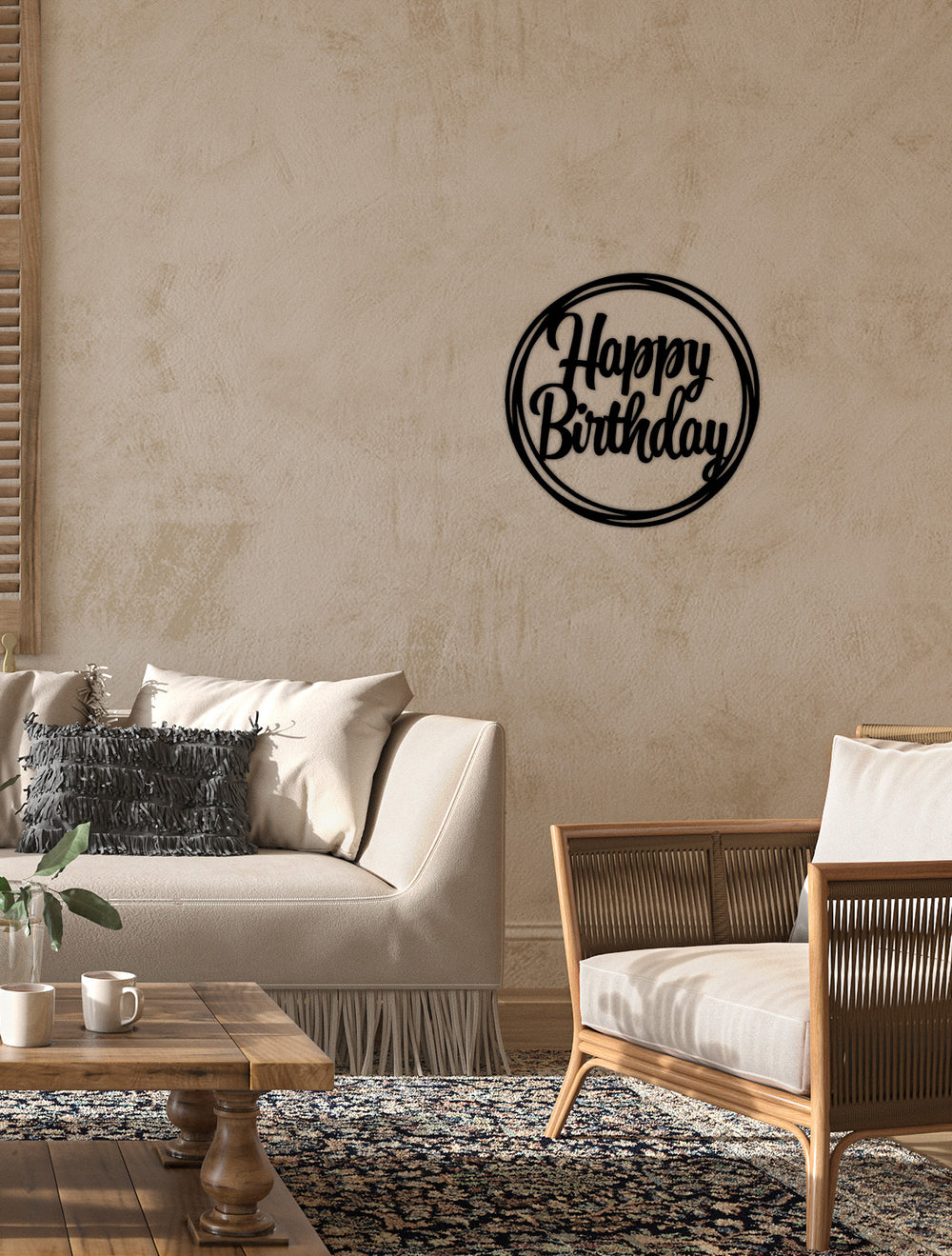 Lazer Kesim Happy Birthday El Yazısı Tipografi ve Metal Pano İşçilik Detayı