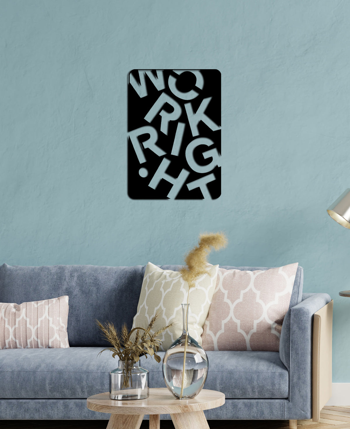 Lazer Kesim İşaret Eden El Figürü ve Tipografi İşçilik Detayı