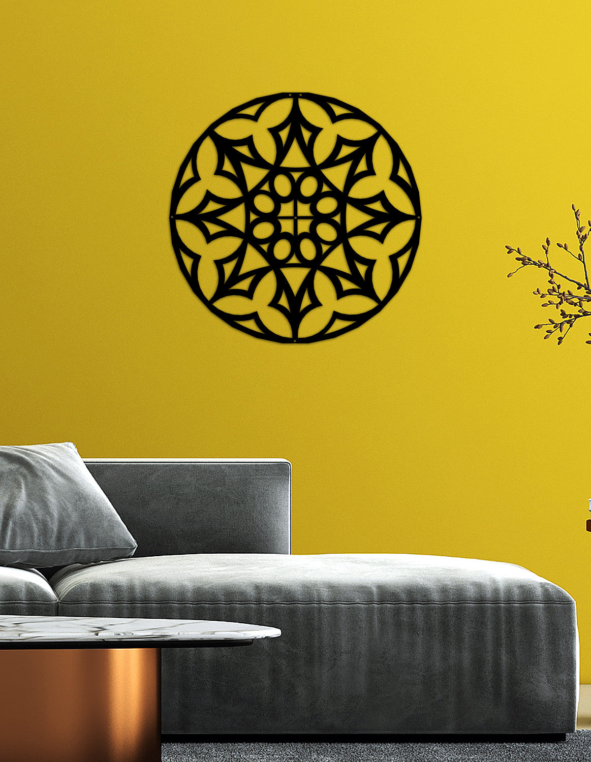 Lazer Kesim Işınsal Mandala Duvar Sanatı Hassas İşçilik Detayı