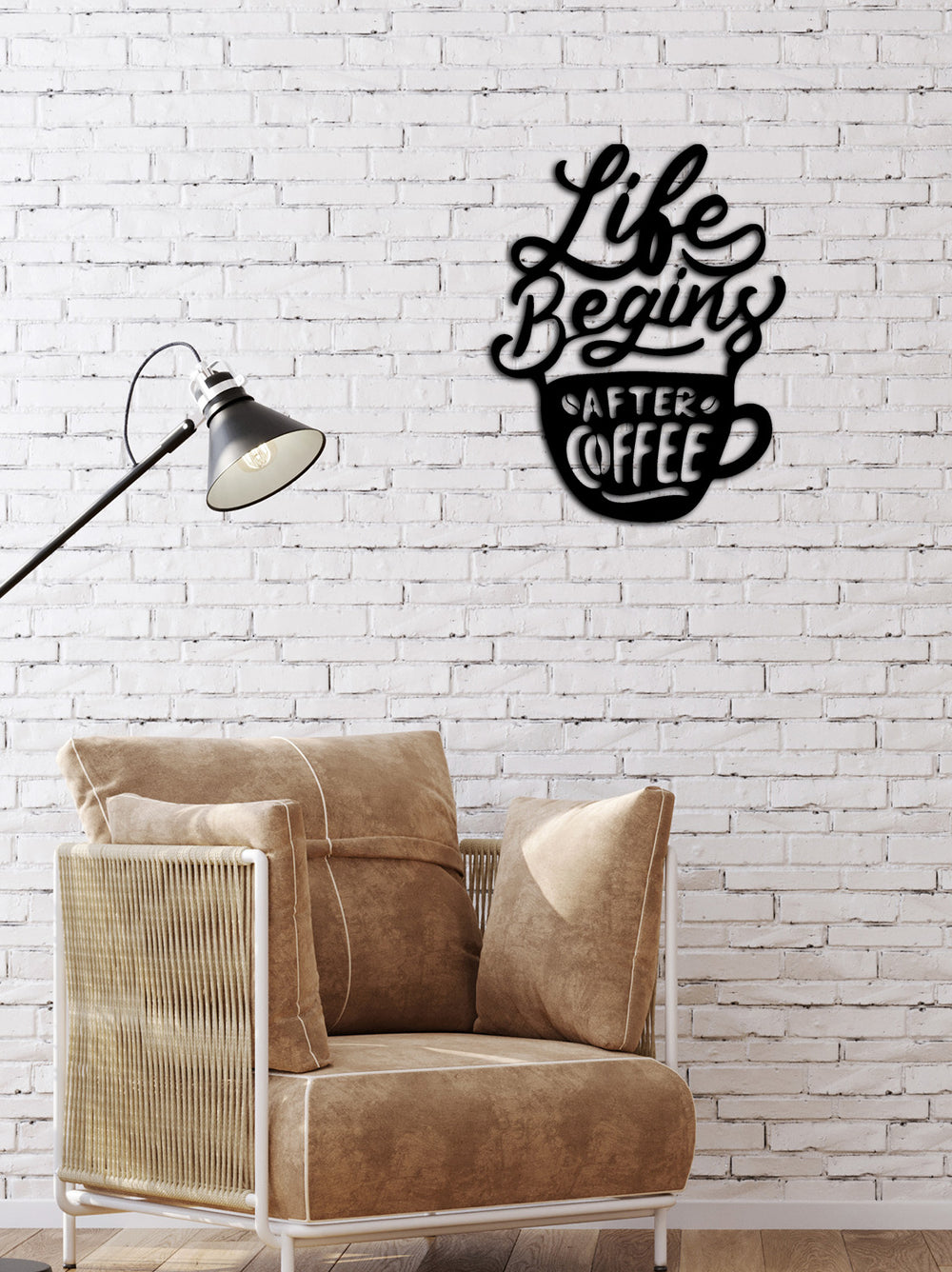 Lazer Kesim Kahve Fincanı Silueti ve Yazı İşçilik Detayı