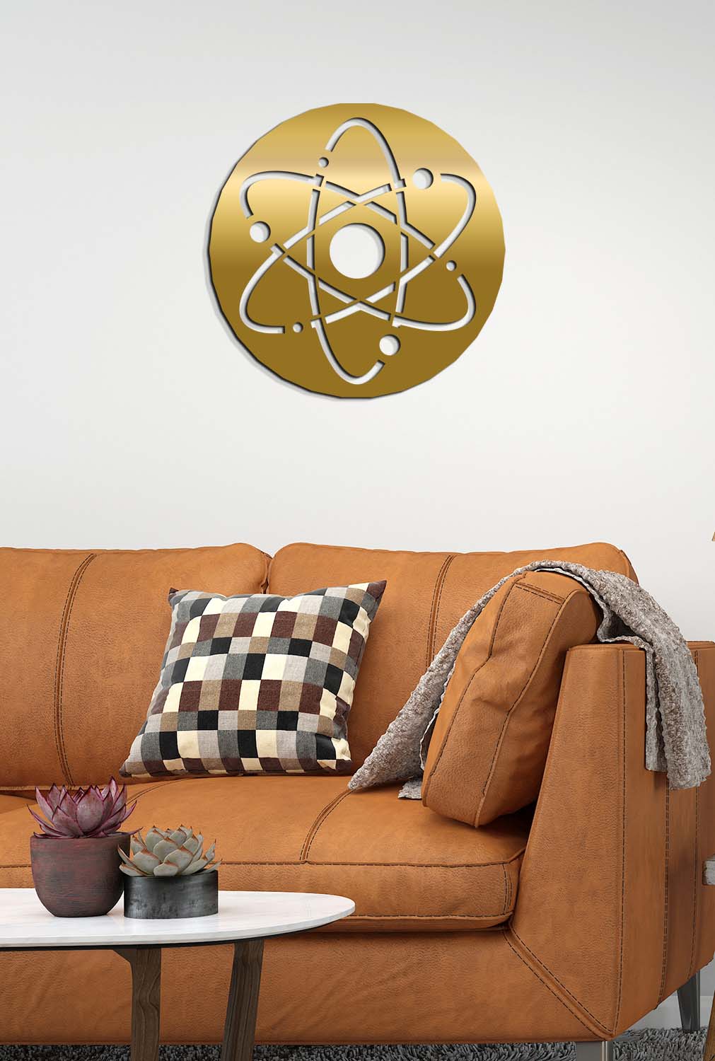 Lazer Kesim Gold Molekül Formu Metal İşçilik Hassas Detayı