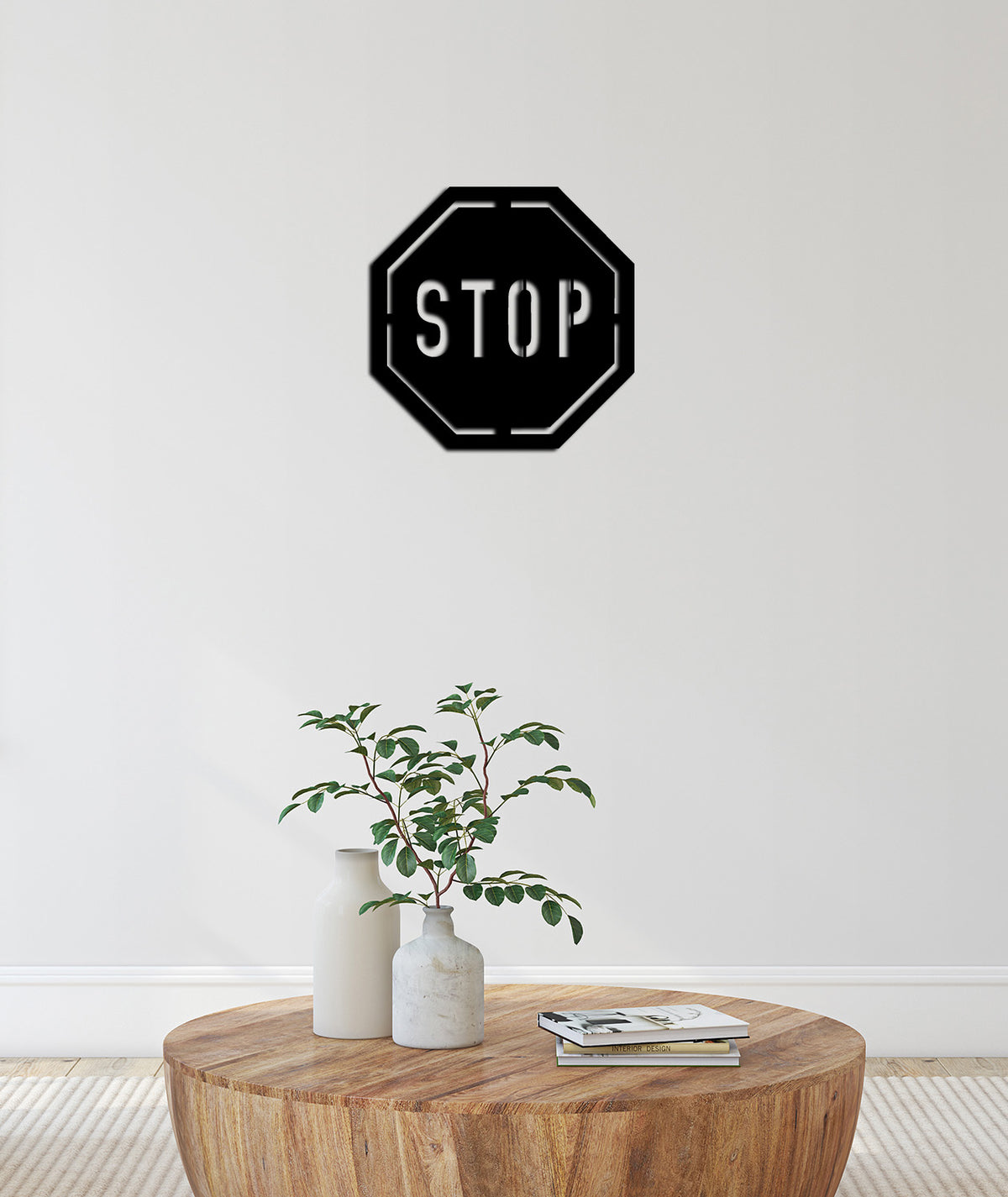 Loft Daire İçin Siyah Metal Stop Duvar Dekoru